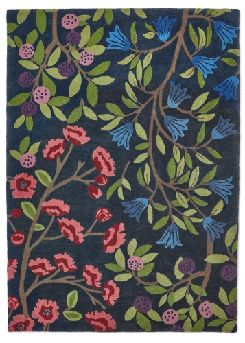 Kolorowy dywan dziecięcy Sanderson Foraging Indigo - roślinny wzór