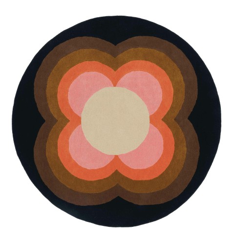 Okrągły dywan z kolorowym kwiatem Orla Kiely Sunflower Pink