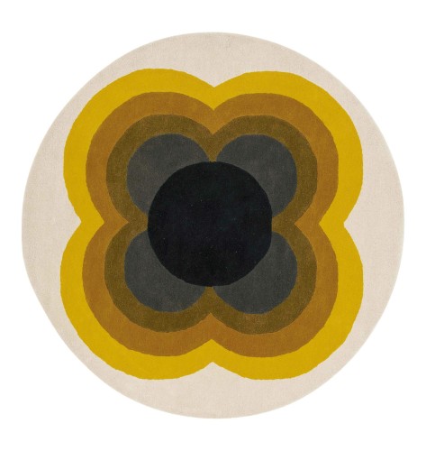 Okrągły dywan z kolorowym kwiatem Orla Kiely Sunflower Yellow