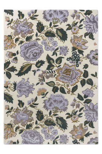 Beżowy dywan dziecięcy  Laura Ashley Wendling Floral Heather Purple - fioletowe kwiaty