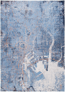 Nowoczesny niebieski dywan Louis De Poortere Cities Tokyo Conductive Blue