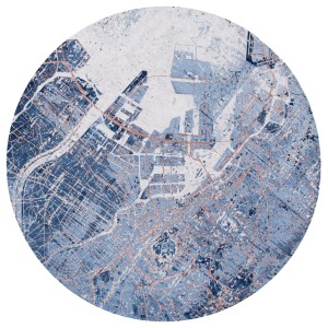 Okrągły niebieski dywan Louis De Poortere Cities Tokyo Conductive Blue Round