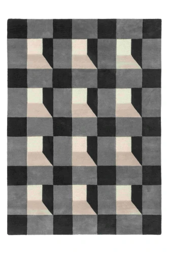 Szaro beżowy dywan geometryczny z efektem 3D Harlequin Blocks Slate