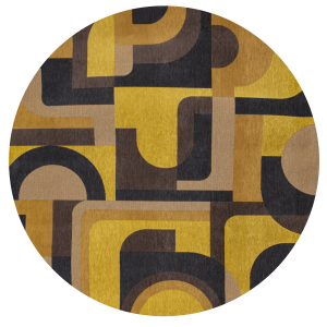 Zółto-brązowy dywan Louis De Poortere Module Yellow Meyer Round