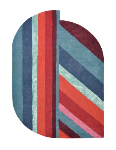 Niebiesko-czerwony owalny dywan Ted Baker Jardin Blue