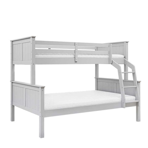 Frezowane łóżko piętrowe Collet 120 cm Trio szare