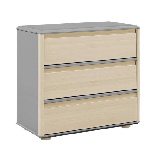 Komoda z drewnianymi szufladami Funflex szara