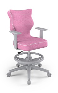 Entelo Ergonomiczne krzesło biurkowe dla dzieci Duo różowe szara podstawa