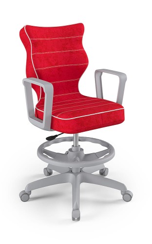 Entelo Ergonomiczne krzesło biurkowe dla dzieci Norm czerwone szara podstawa