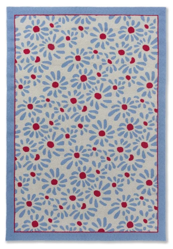 Błękitno czerwony dywan dziecięcy  Laura Ashley THORNCLIFF DAISY SKY BLUE