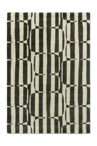 Dywan Beżowo-Czarny z Geometrycznym Wzorem - LOHKO STRIPE CHARCOAL