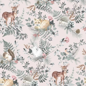 Tapeta dla dzieci Woodland - różowa