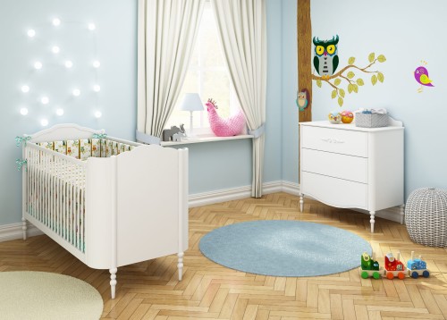 Bellamy Good Night by Anna Mucha Zestaw 1 (łóżeczko-tapczanik 140x70 z barierką + komoda)